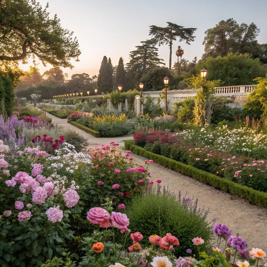 Beautiful garden with blooming flowers