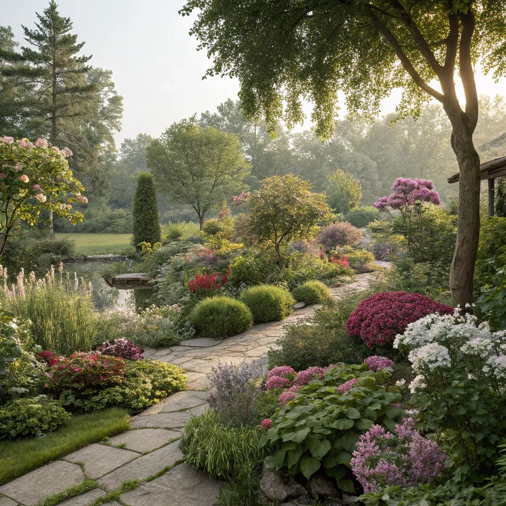 Beautiful garden with various plants